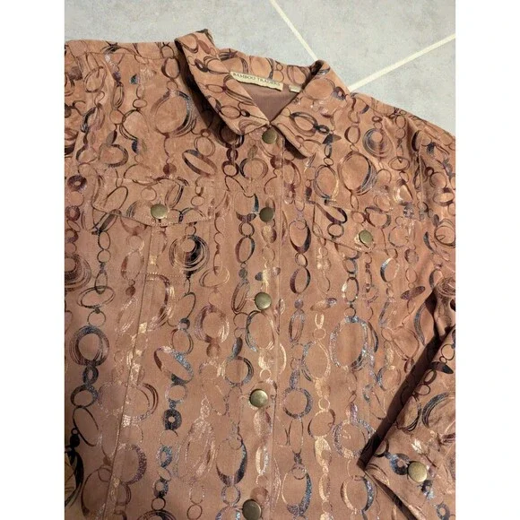 Women’s Bamboo Traders SZ L Jacket Microfiber Collar Brass Snaps Pockets - Picture 4 of 11